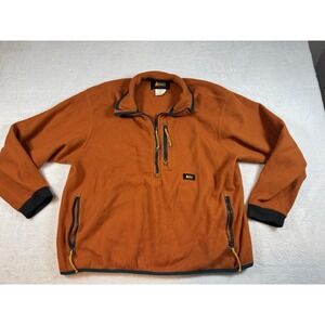 REI Fleece Half Zip Pullover Sweater Jacket Vintage Orange Women's XL